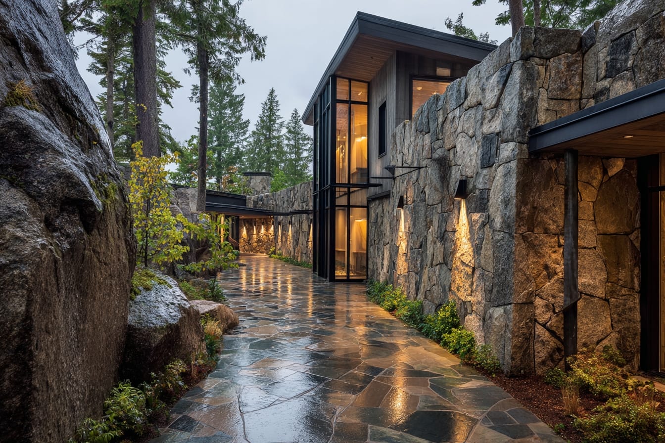 natural stone walkway contemporary home in bc
